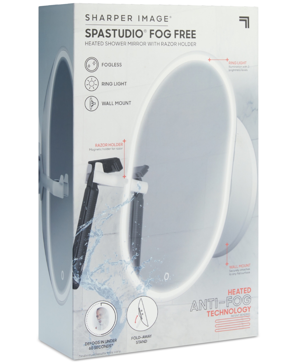 SHARPER IMAGE SPASTUDIO HEATED SHOWER MIRROR 