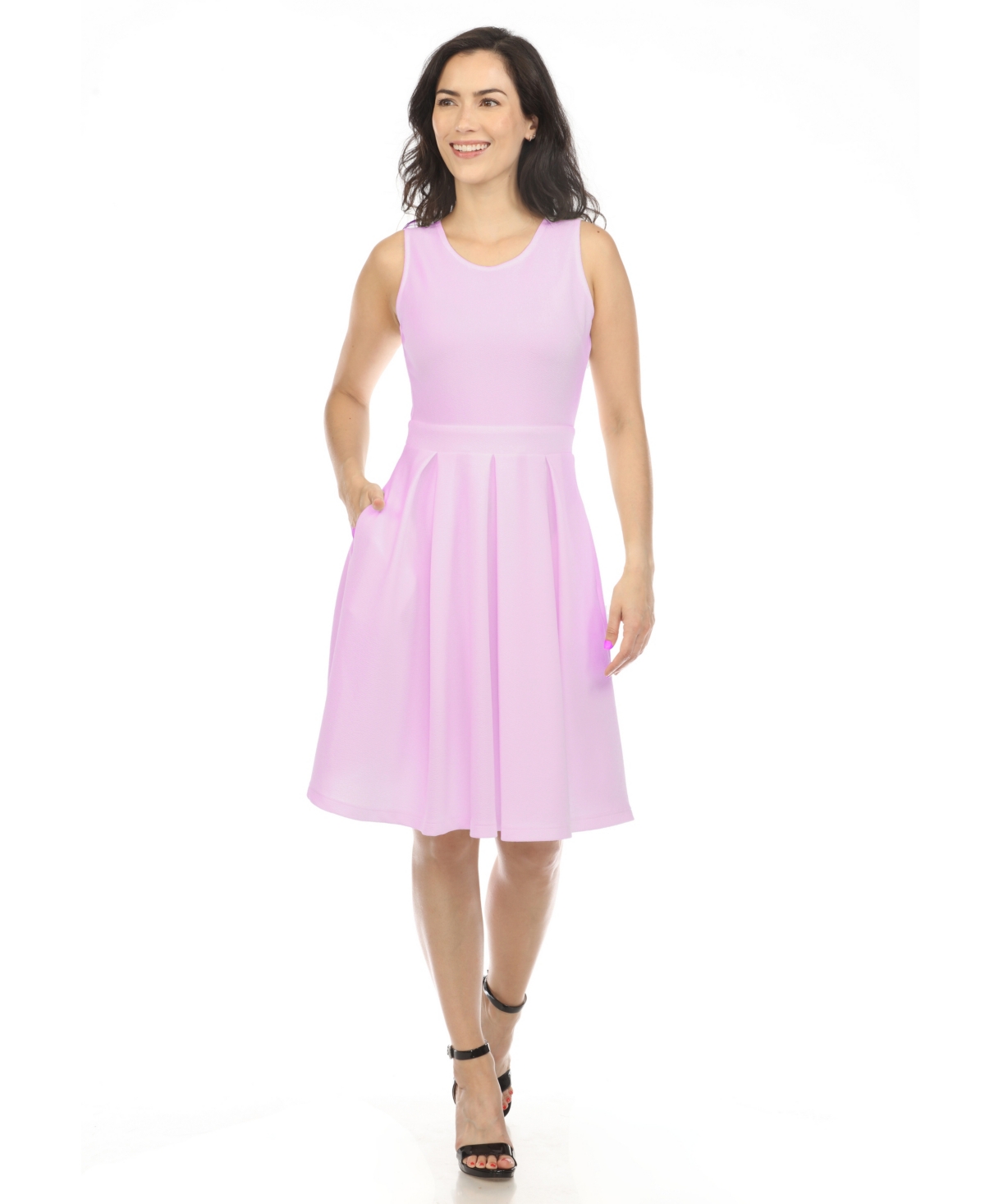 White Mark Women's Solid Fit And Flare Dress In Lilac
