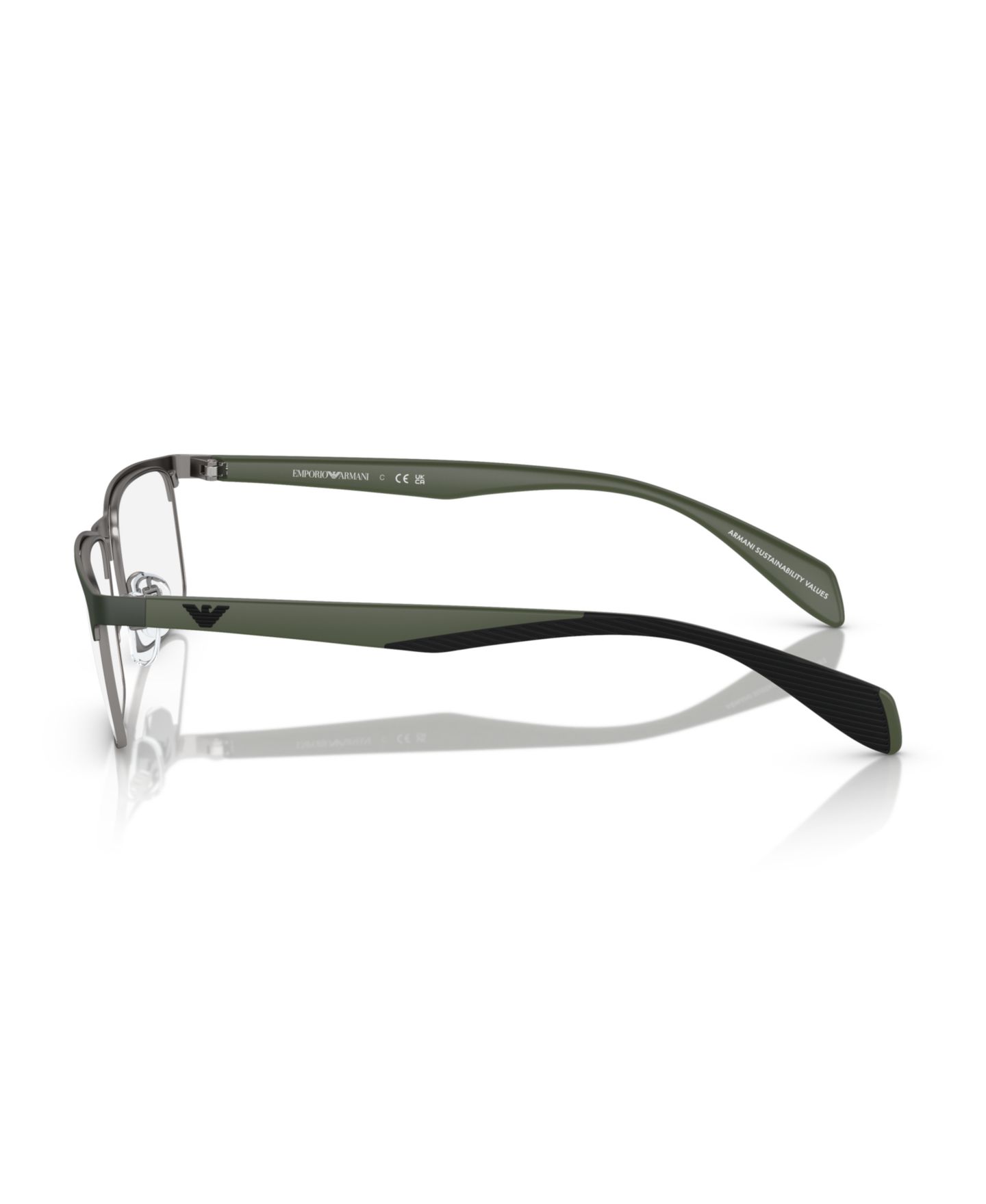 Мужские очки Emporio Armani Man Rectangle Metal EA1149 Eyeglasses, цвет: Графитовый / Зелёный — фото 3