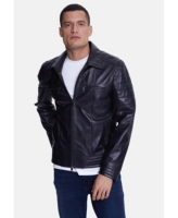 Men's Fashion Leather Jacket, Nappa Black - Black
