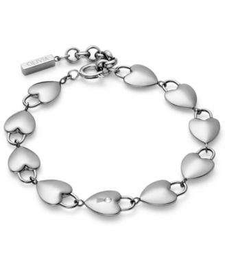 Women's Locked Heart Silver Tone Bracelet