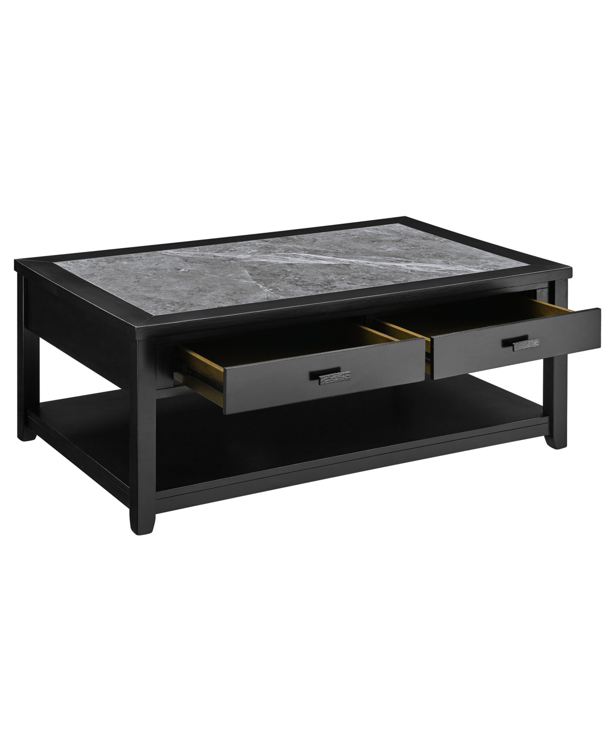 Macy's Garvine 47" Wood Cocktail Table In Black