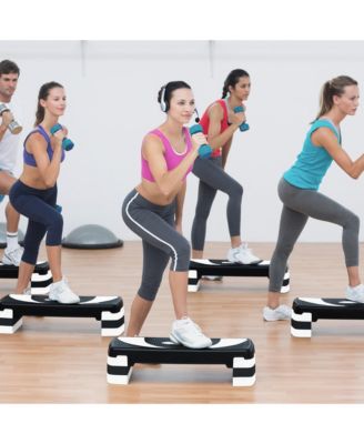 Adjustable Workout Aerobic Step Platform Trainer w/Raisers