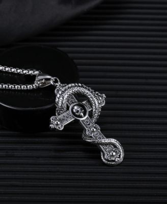 Silver Gothic Cross Stainless Steel Pendant Necklace