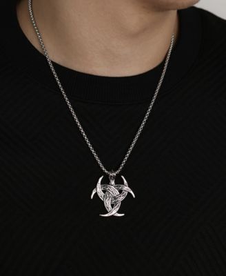 Silver Emblem Stainless Steel Pendant Necklace