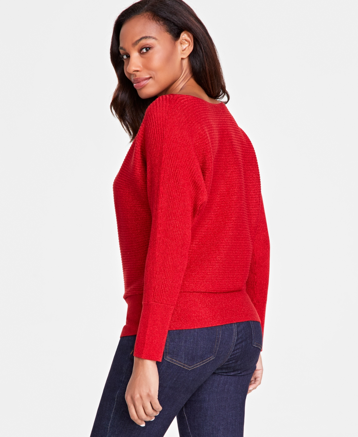 I.n.c. International Concepts Women's Lurex Ribbed Boatneck Sweater, Created for Macy's