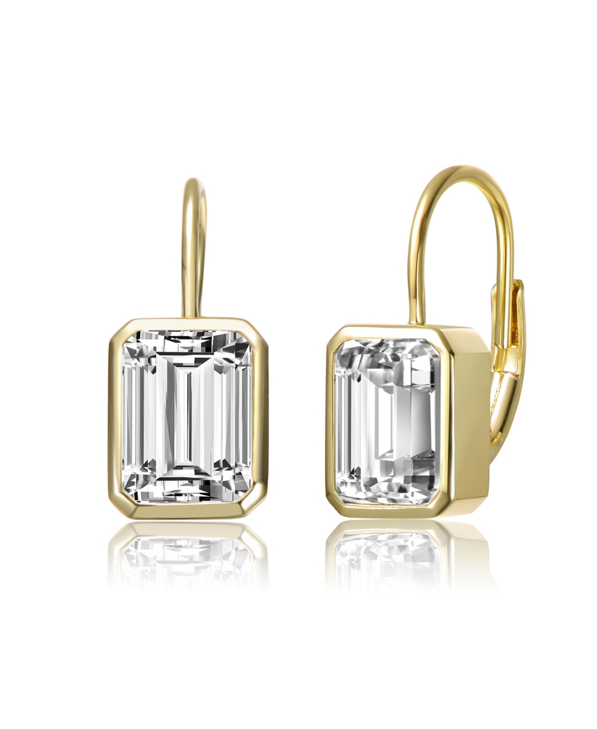 Image of 14k Gold Plated Sterling Silver CZ Baguette Drop Earrings