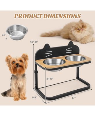 Elevated Pet Feeder with 2 Stainless Steel Bowls for Cats and Small and Medium Dogs