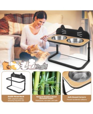 Elevated Pet Feeder with 2 Stainless Steel Bowls for Cats and Small and Medium Dogs