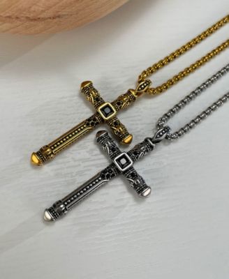 Silver Biblical Cross Stainless Steel Pendant Necklace