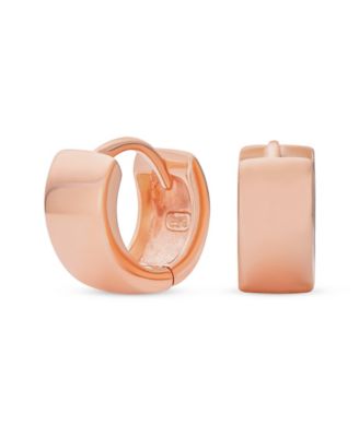 Rose Gold Plated Sterling Silver Wide Huggie Hoop Earrings