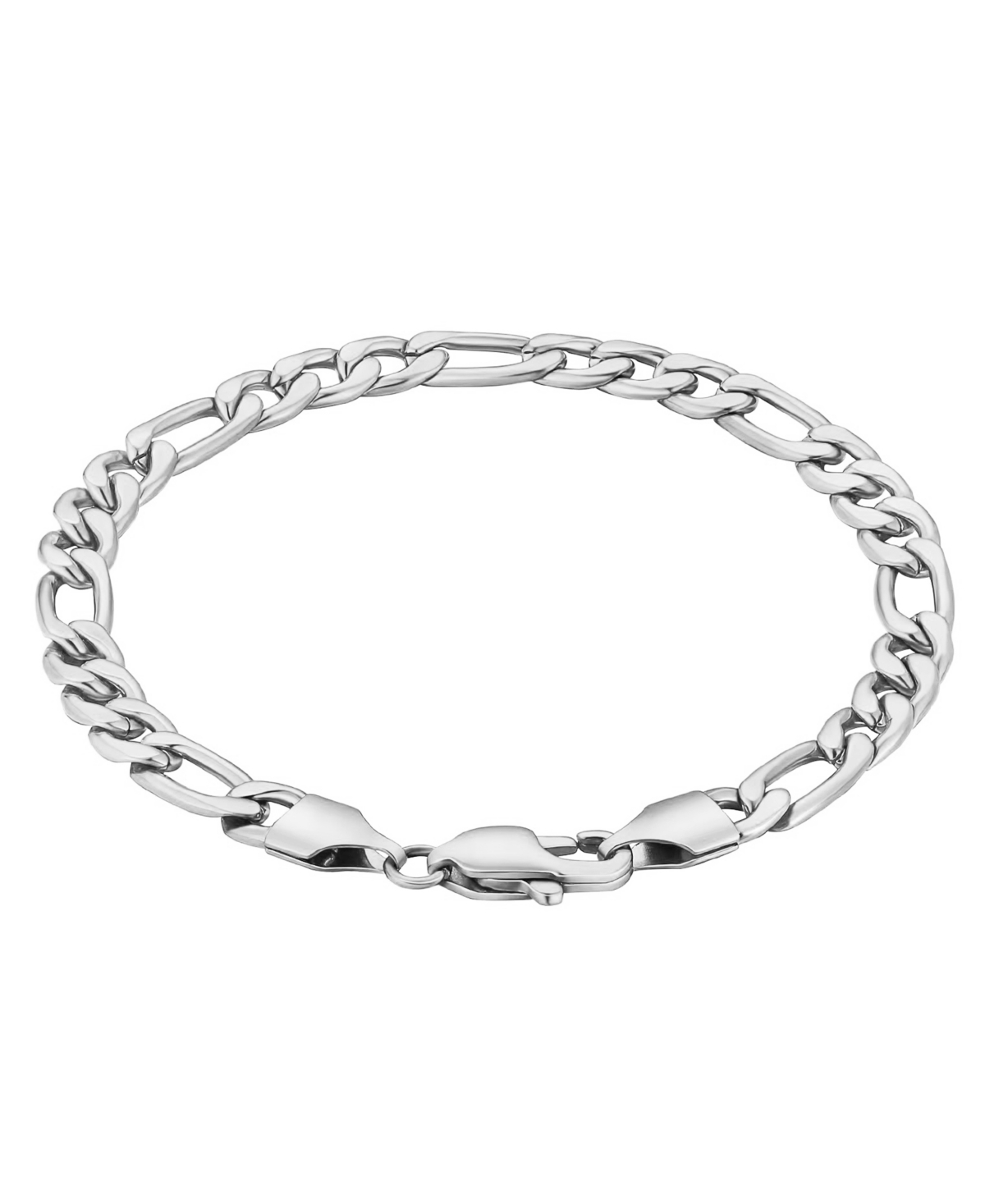 Silver Contemporary Figaro Chain Stainless Steel Bracelet - Silver