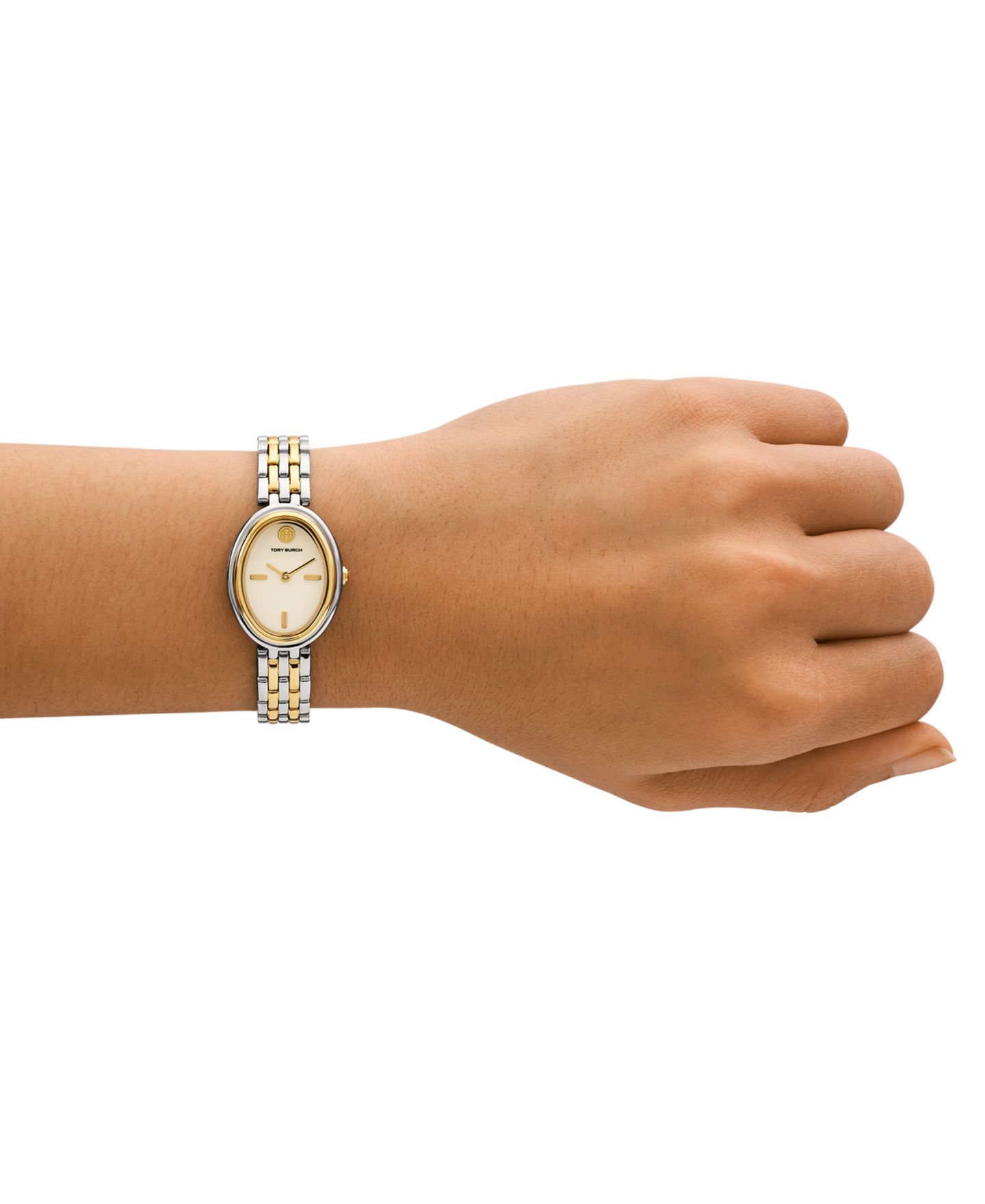 Женские часы Tory Burch The Oval Two-Tone Stainless Steel Bracelet Watch 22mm — фото 4