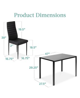 5-Piece Kitchen Dining Table Set w/ Glass Tabletop, 4 Faux Leather Chairs