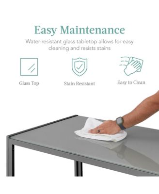 5-Piece Kitchen Dining Table Set w/ Glass Tabletop, 4 Faux Leather Chairs