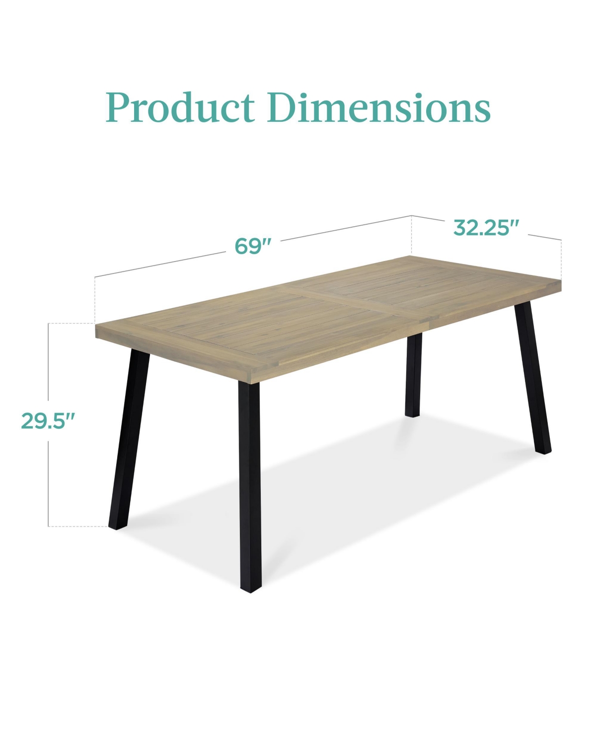 Best Choice Products 6-Person Indoor Outdoor Patio Rustic Acacia Wood Picnic Dining Table w/ Metal Legs