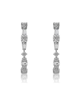 Sterling Silver Cubic Zirconia C-Hoop Earrings in White Gold Plated or 14K Gold Plated
