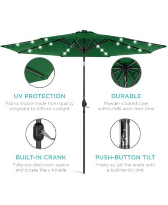 10Ft Solar LED Lighted Patio Umbrella with Tilt Adjustment and UV-Resistant Fabric