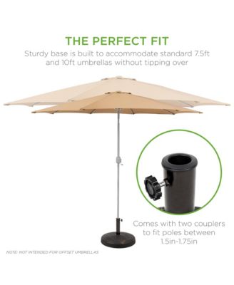 55lb Round Wicker Style Resin Patio Umbrella Base Stand w/ 1.75in Hole, Bronze Finish - Black