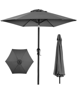 10ft Outdoor Steel Market Patio Umbrella w/ Crank, Tilt Push Button, 6 Ribs