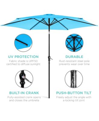 10ft Outdoor Steel Market Patio Umbrella w/ Crank, Tilt Push Button, 6 Ribs