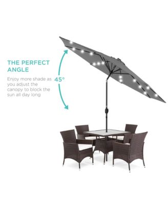 10Ft Solar LED Lighted Patio Umbrella with Tilt Adjustment and UV-Resistant Fabric