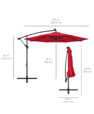 10ft Solar LED Offset Hanging Outdoor Market Patio Umbrella with Adjustable Tilt