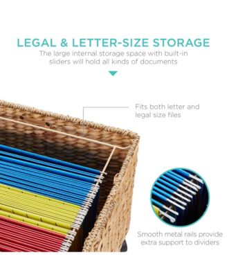 Hyacinth Rolling Filing Cabinet Mobile Organizer Storage Basket w/ Lid, Locking Wheels