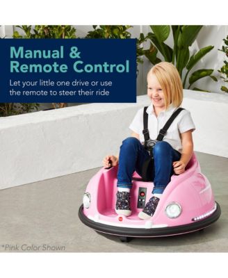 6V Kids Ride On Bumper Car Toy w/ Remote Control, Harness, Lights, 360 Degree Spin