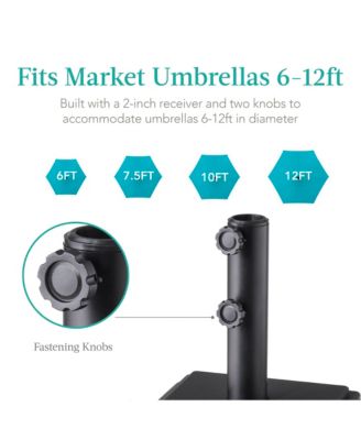 Mobile Umbrella Base, Fillable Heavy-Duty Market Stand w/4 Wheels, 2 Locks, 120lb Capacity