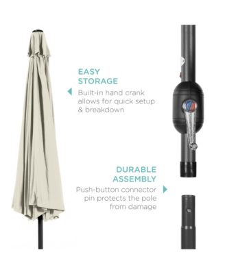 10Ft Solar LED Lighted Patio Umbrella with Tilt Adjustment and UV-Resistant Fabric