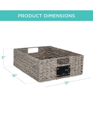 Set of 4 16x12in Woven Water Hyacinth Pantry Baskets w/ Chalkboard Label, Chalk Marker