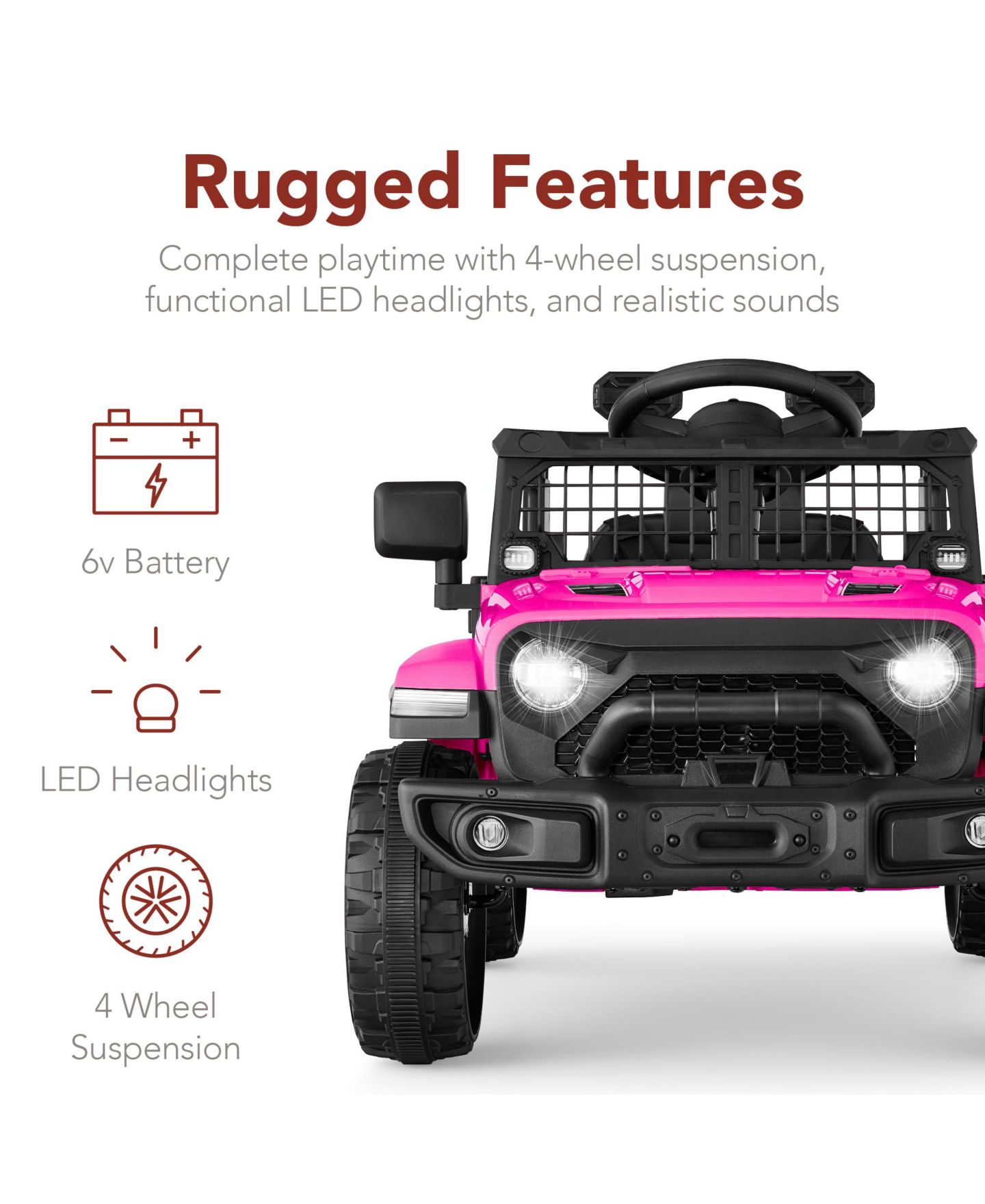 Детская игрушка Best Choice Products 6V Kids Ride-On Truck with Parent Remote Control and 4-Wheel Suspension, 44 lbs. Weight Capacity, Ages 3-5, цвет: Розовый — фото 6