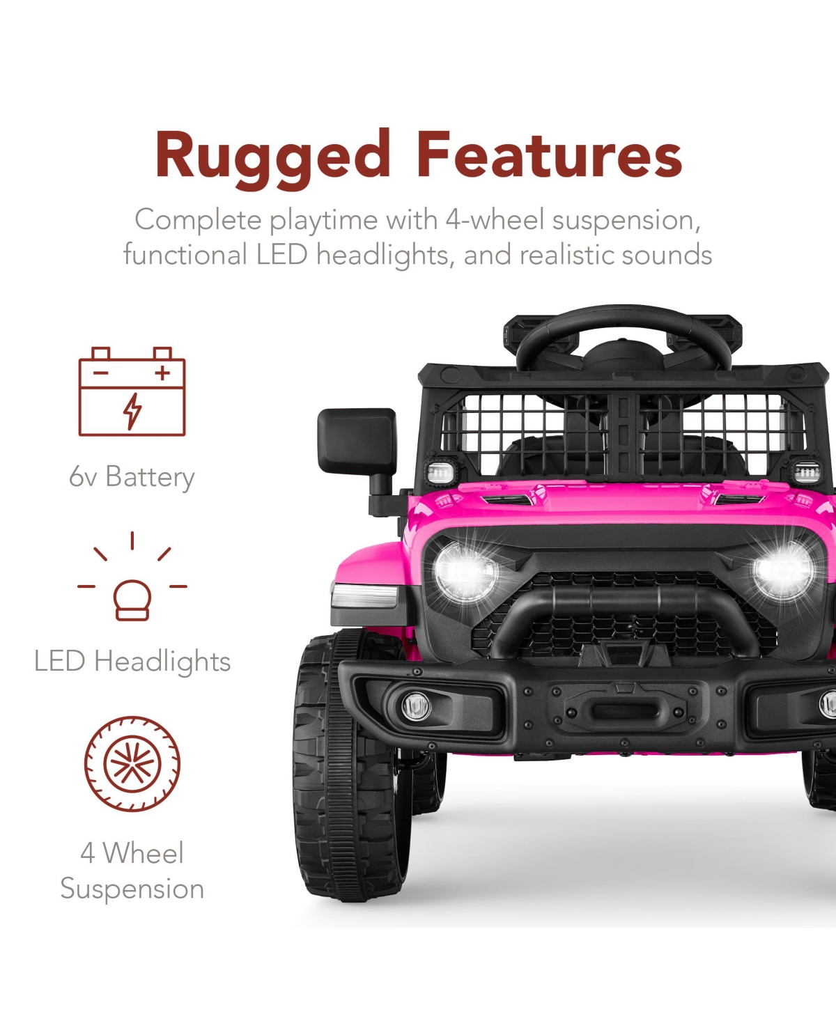 Best Choice Products 6V Kids Ride-On Truck Car w/ Parent Remote Control, 4-Wheel Suspension, Led Lights