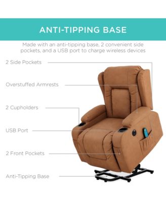  Standard Size  Faux Leather  Power Lift, Massage, Heat, USB Port, Cupholders  Recliner Chair