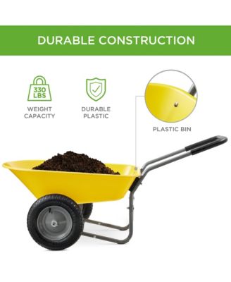 Dual-Wheel Home Wheelbarrow Yard Garden Cart for Lawn, Construction