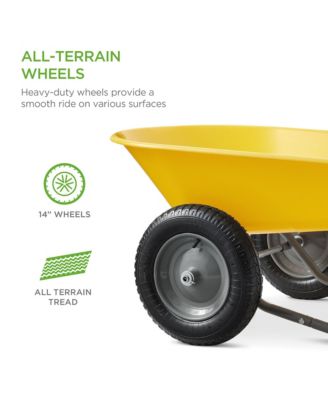 Dual-Wheel Home Wheelbarrow Yard Garden Cart for Lawn, Construction