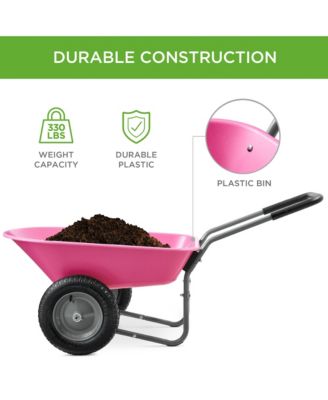 Dual-Wheel Home Wheelbarrow Yard Garden Cart for Lawn, Construction