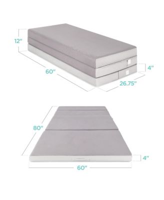 4in Thick Folding Portable, Carry Case, Washable Cover Mattress Topper