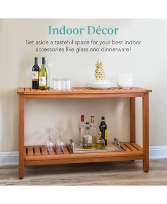 48in 2-Shelf Indoor Outdoor Wooden Console Table Multifunctional Buffet Bar Storage