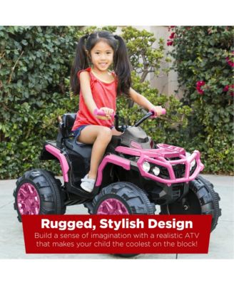 12V Kids Ride-On ATV Quad w/ Bluetooth, 3.7mph Max, Treaded Tires, LED Lights, Radio