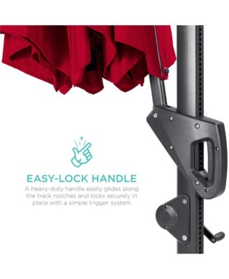 10ft 360-Degree Solar LED Lit Cantilever Patio Umbrella, Outdoor Hanging Shade