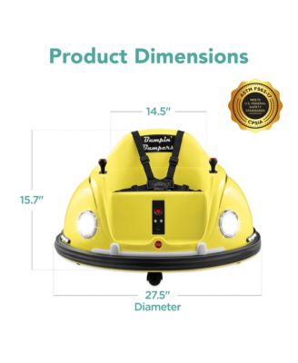 6V Kids Ride On Bumper Car Toy w/ Remote Control, Harness, Lights, 360 Degree Spin