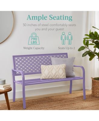 Steel Frame Geometric Backrest Foot Levelers Garden Bench