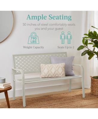 Steel Frame Geometric Backrest Foot Levelers Garden Bench