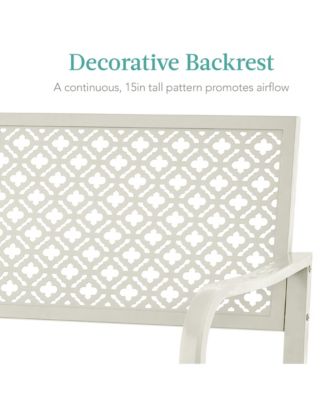 Steel Frame Geometric Backrest Foot Levelers Garden Bench