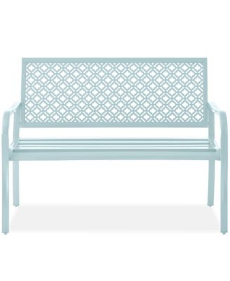 Steel Frame Geometric Backrest Foot Levelers Garden Bench