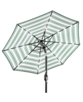 10Ft Solar LED Lighted Patio Umbrella with Crank, Tilt, Push Button, and 6 Ribs