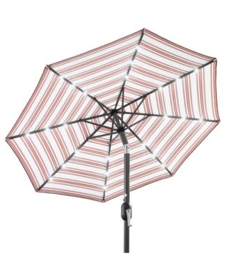 10Ft Solar LED Lighted Patio Umbrella with Crank, Tilt, Push Button, and 6 Ribs