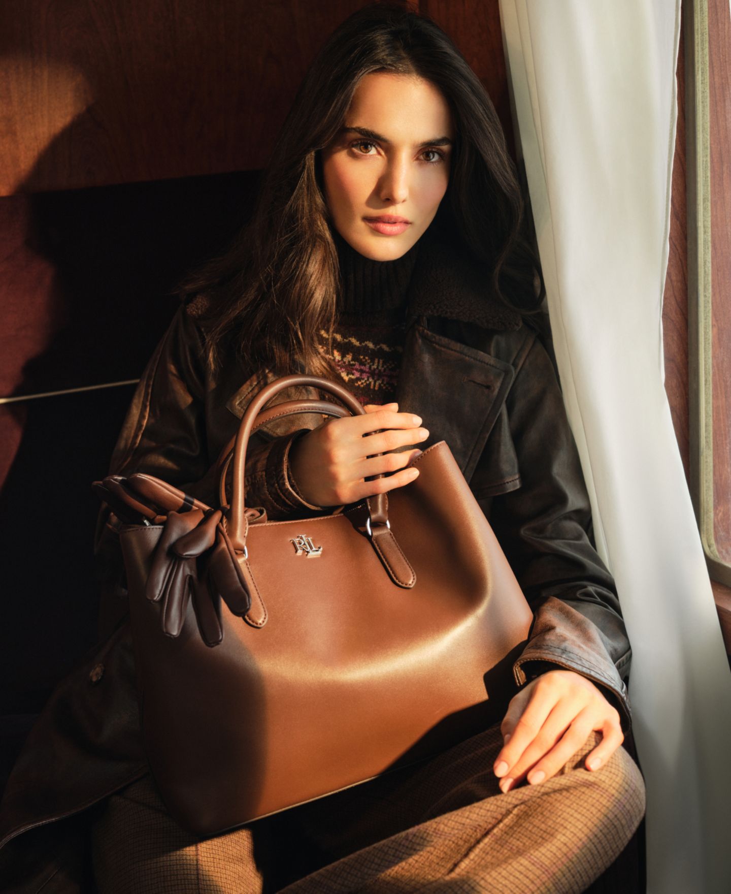 Женская сумка Lauren Ralph Lauren Full-Grain Leather Large Marcy Satchel, цвет: Чёрный — фото 10